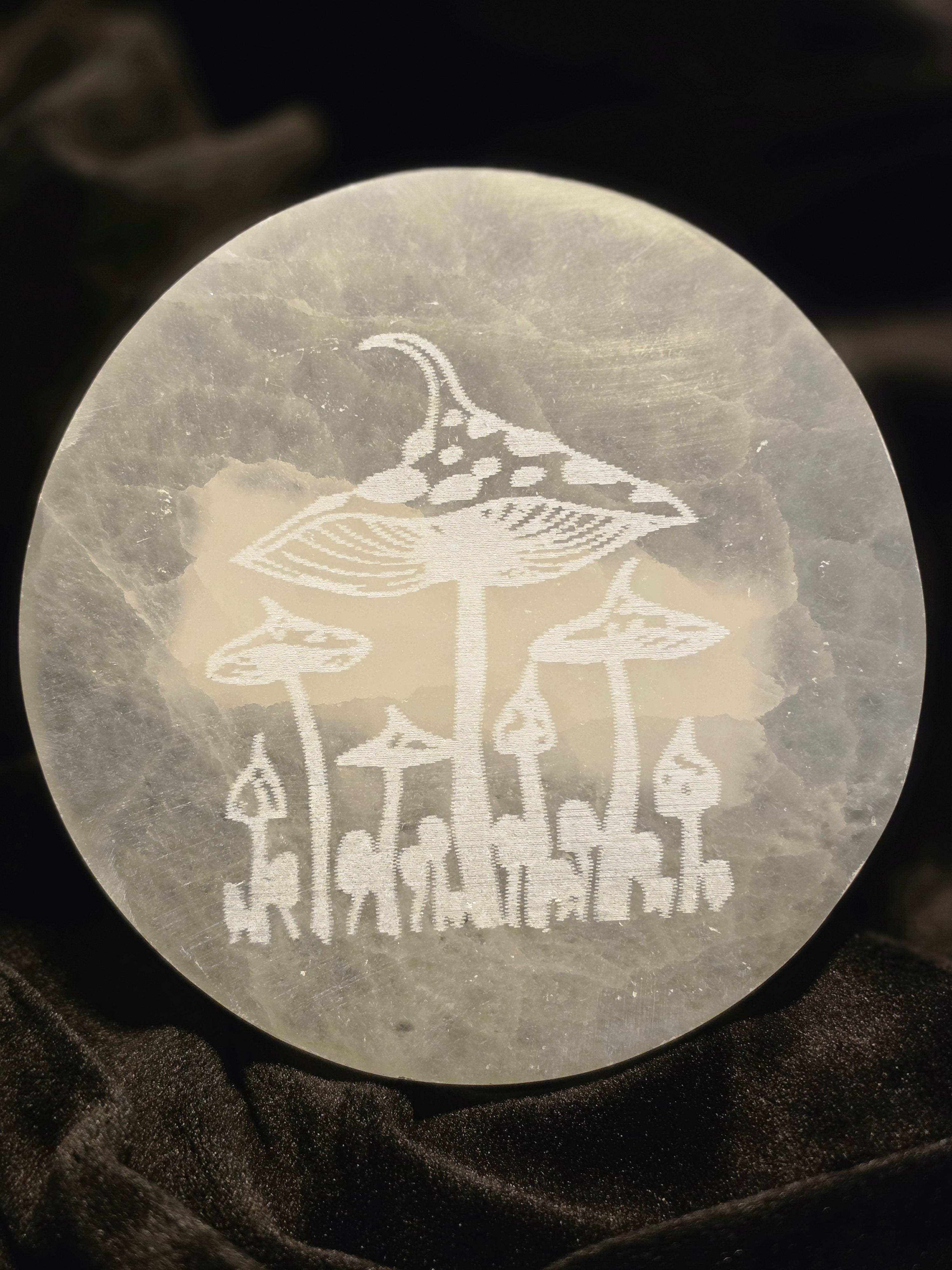 Selenite Mushroom Charging Plate