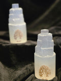 Satin Spar Selenite Tree of Life Cylinder
