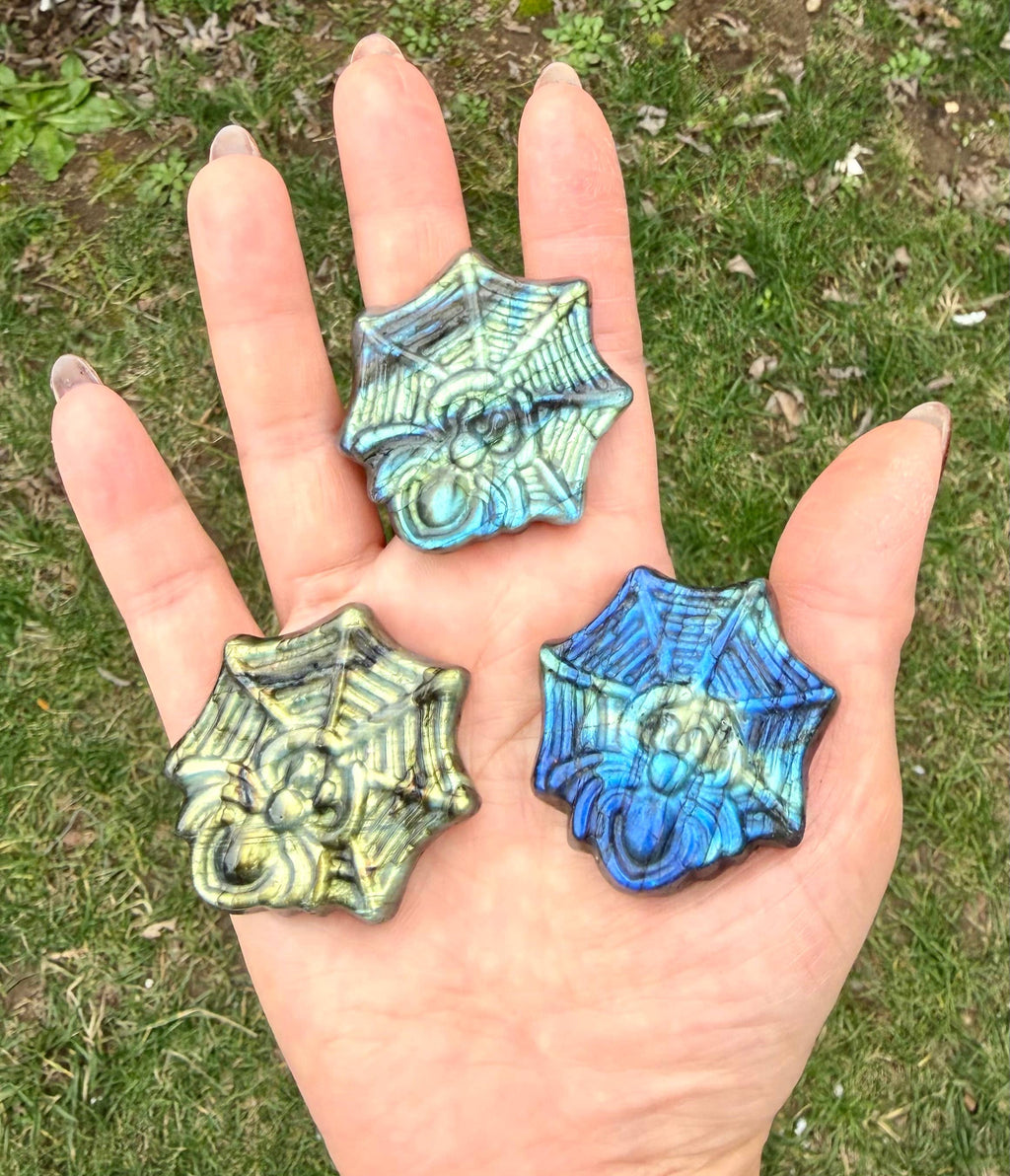 Labradorite Spider Carvings