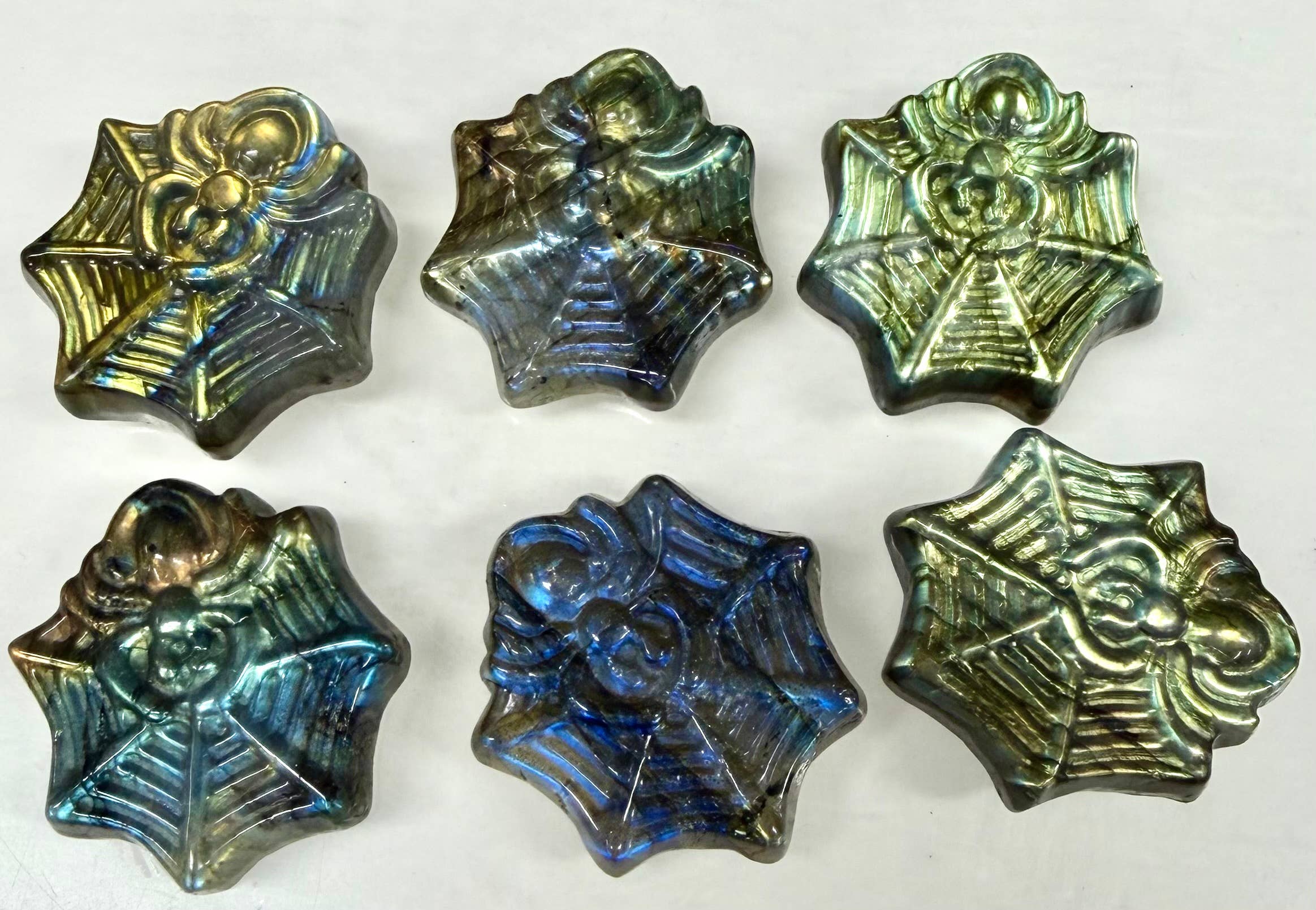 Labradorite Spider Carvings