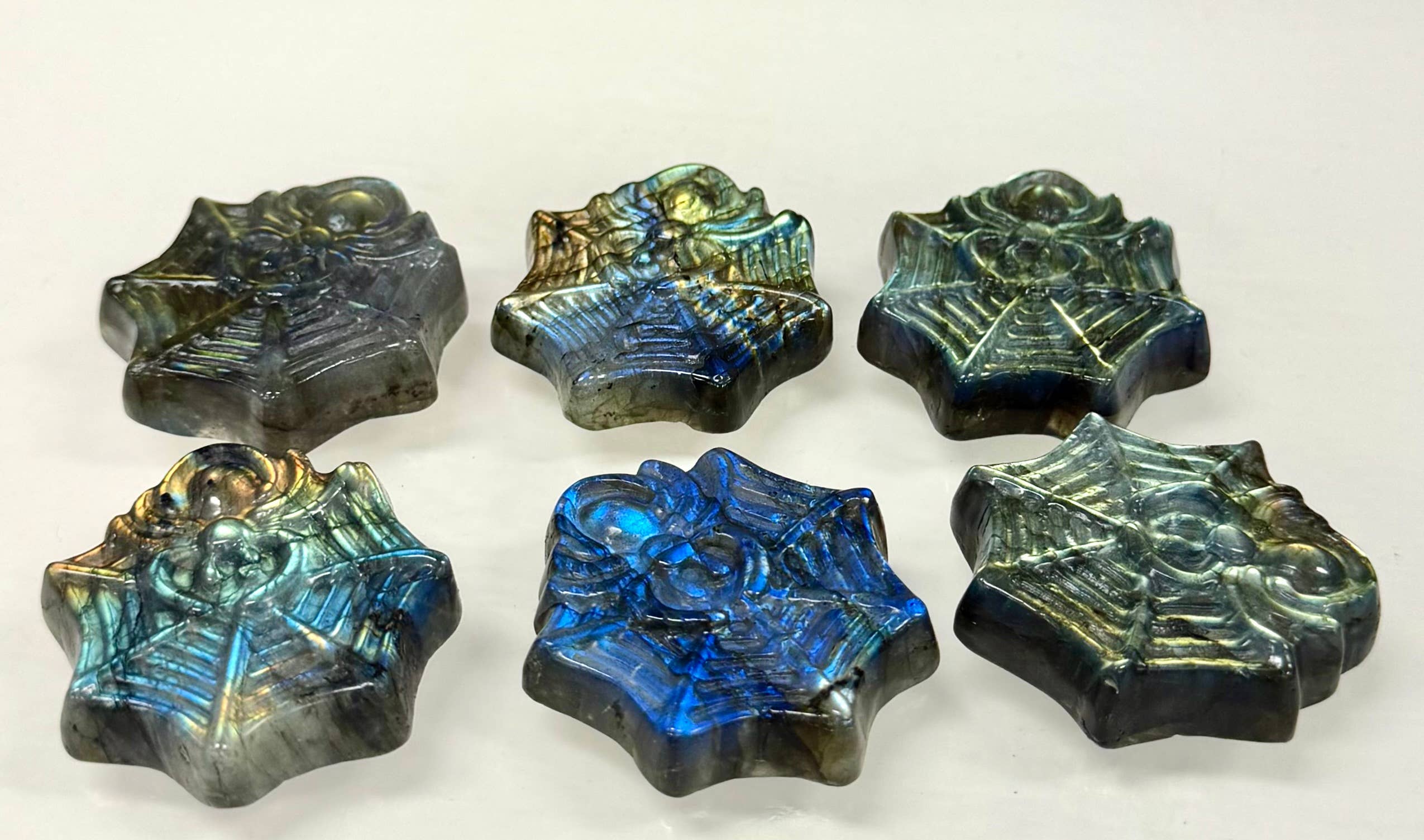 Labradorite Spider Carvings