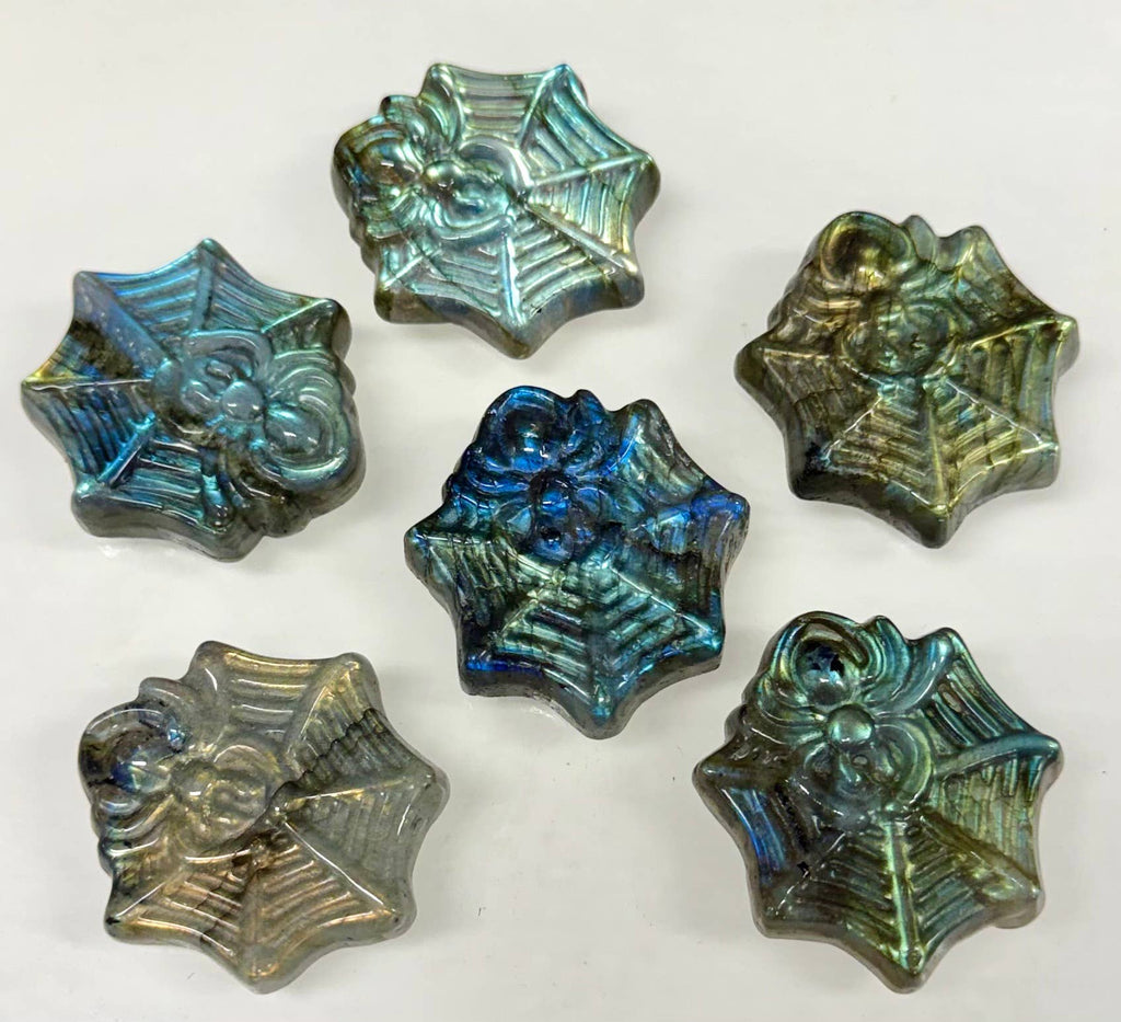 Labradorite Spider Carvings