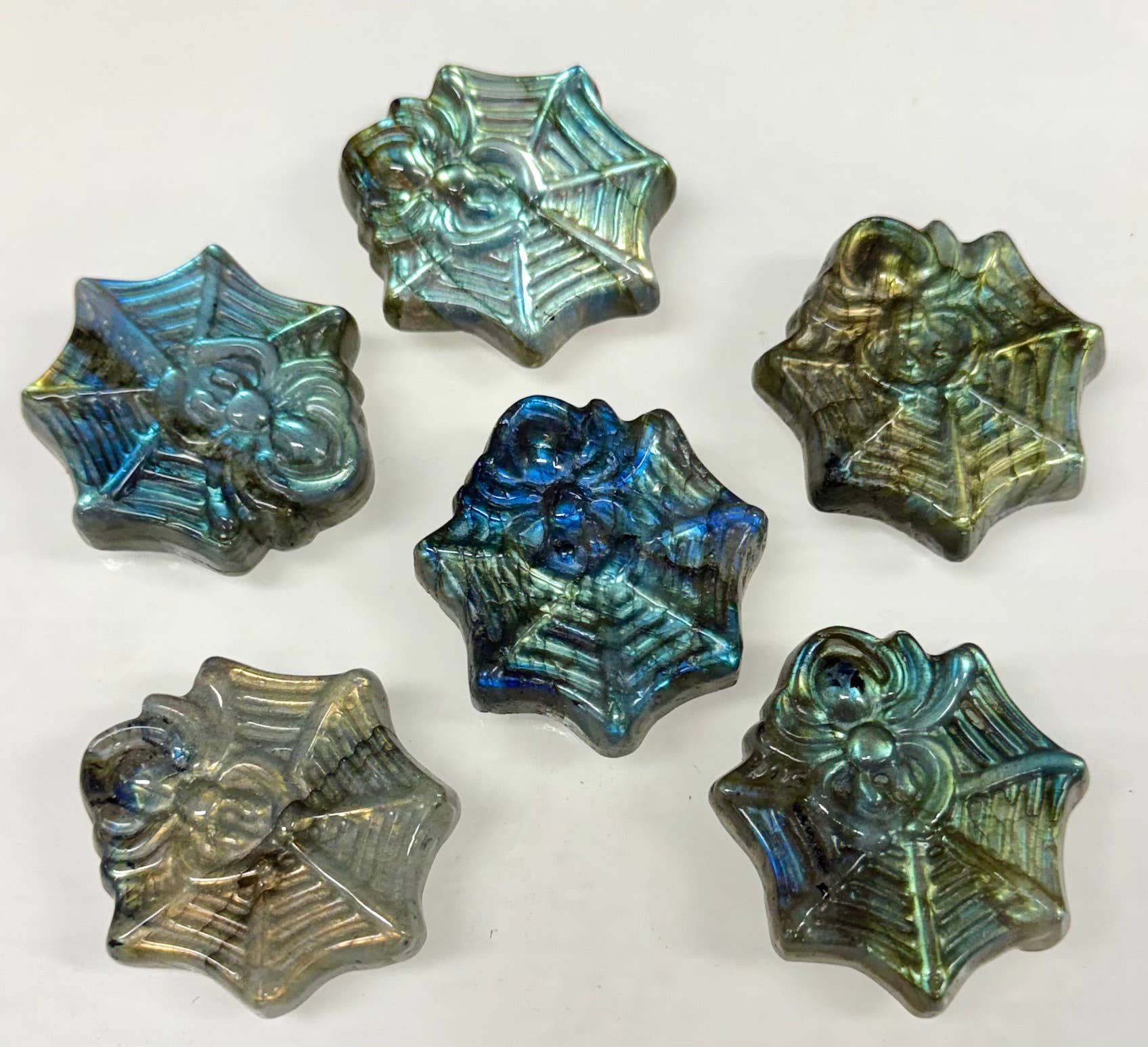 Labradorite Spider Carvings